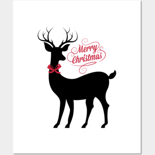 Christmas Reindeer Silhouette Posters and Art